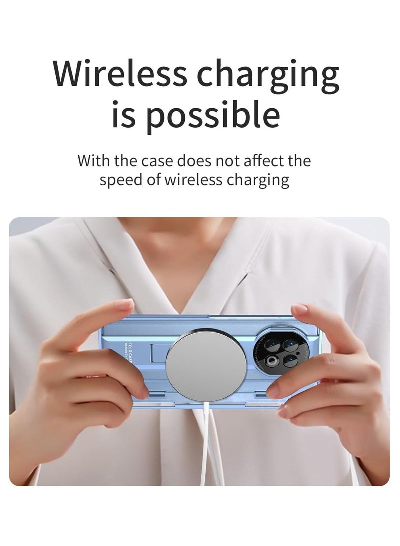 general Compatible with Vivo X Fold 2 Clear Case with Flat Hinge Protection, All-inclusive Cover Built in Screen Protector Metal Camera Lens Protector Kickstand Slim PC Case - Image 5