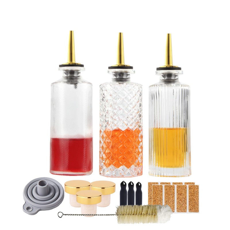 Shining Craft Syrup Dispenser Bottles Set 3 Packs 5 OZ Simple Small Syrup Bottles Set with Upgrade Metal Pour Spout SC057 (3 Pack) - Image 1