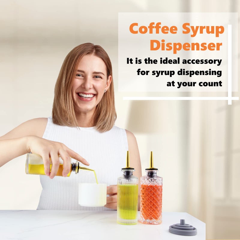 Shining Craft Syrup Dispenser Bottles Set 3 Packs 5 OZ Simple Small Syrup Bottles Set with Upgrade Metal Pour Spout SC057 (3 Pack) - Image 2