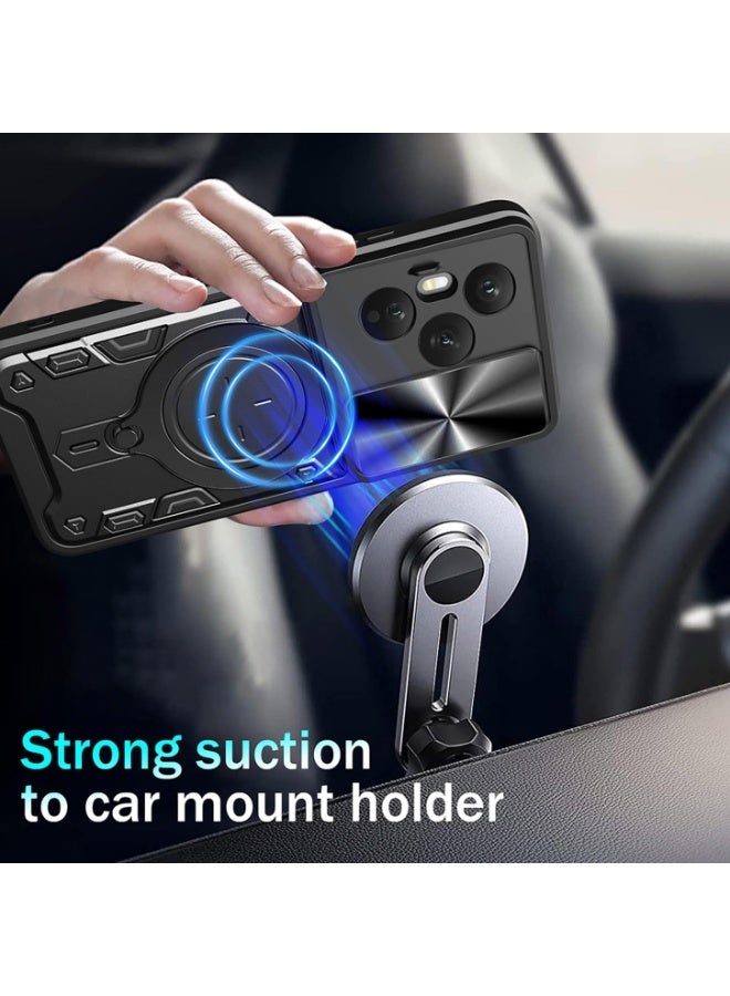 general Case for HONOR 400 Pro 5G, Advanced Metal Texture Hard PC + Soft Matte Silicone TPU Bumper Shockproof Cover, with Ring Kickstand and Slide Camera Cover - Image 4