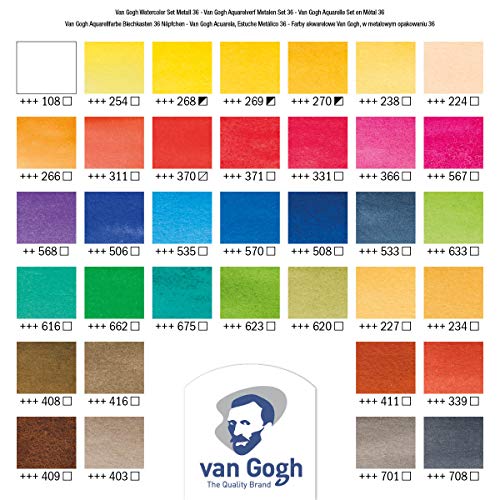 Van Gogh Watercolor Paint Set, Metal Tin, 36-Half Pan - Image 3