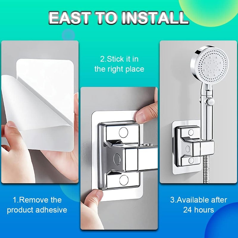 OneNine Self-Adhesive Adjustable Shower Head Holder – No Drilling Wall Mount Bracket, Waterproof Plastic Handheld Shower Wand Holder for  Bathroom - Image 4