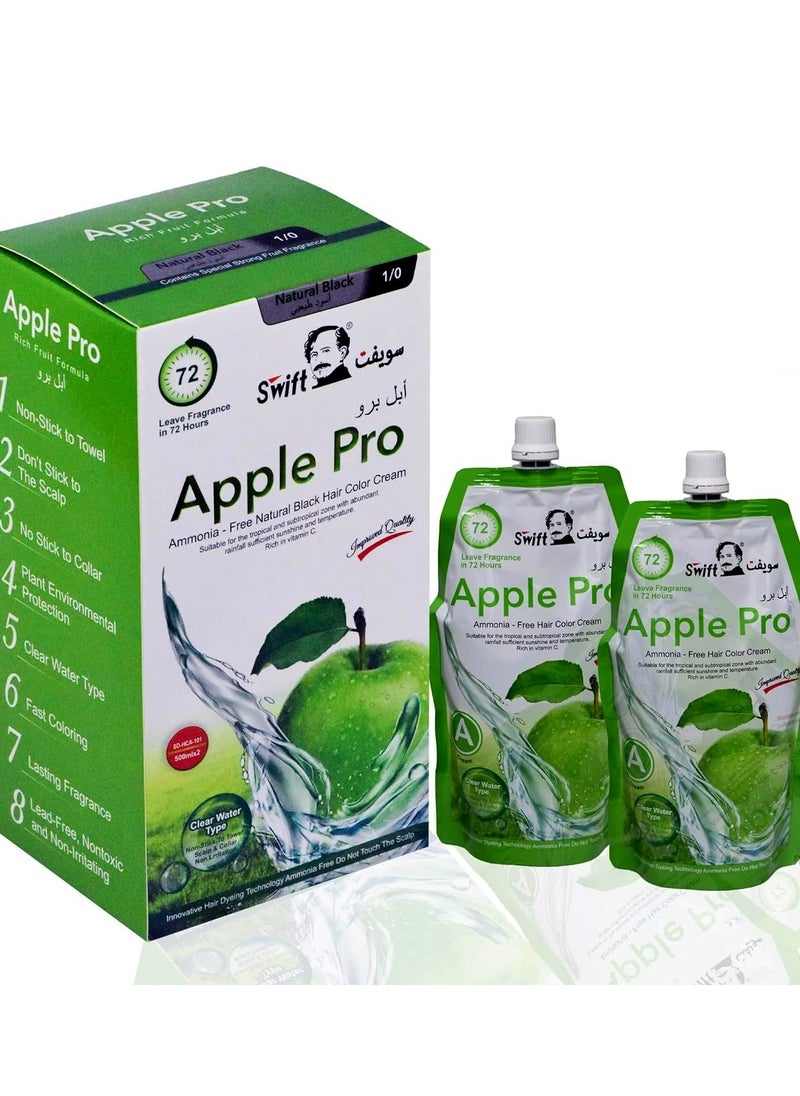Swift Ammonia Free Hair Dye Cream Natural Black 500 ml + 500 ml 1/0  - Image 1