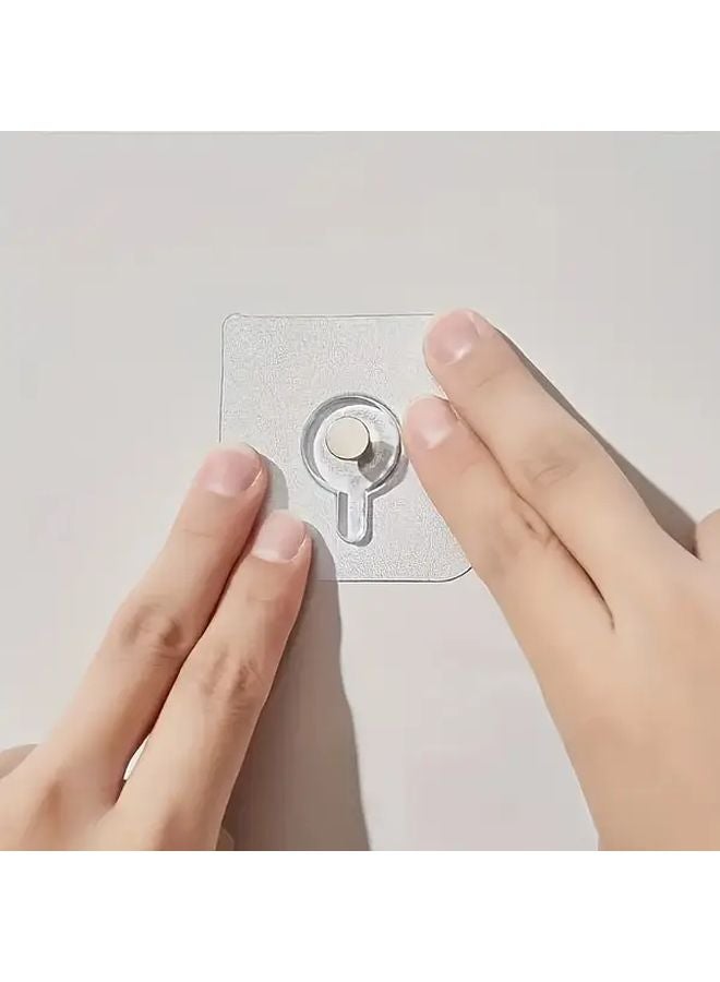 Transparent No Drill Wall Hooks 10pcs Strong Adhesive Heavy Duty Damage Free Hanging - Image 1