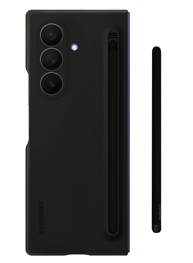 Case Cover and S Pen for Samsung Galaxy Z Fold 7, Slim Case with Built-in Compact S Pen, Holder and Storage Slot for Pen - Black - Image 3