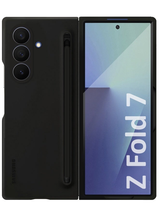 Case Cover and S Pen for Samsung Galaxy Z Fold 7, Slim Case with Built-in Compact S Pen, Holder and Storage Slot for Pen - Black - Image 2