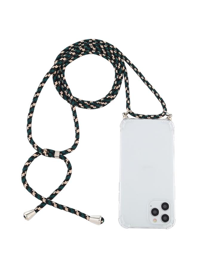 زبون جراب لهاتف iPhone 12 / 12 Pro جراب TPU شفاف مقاوم للصدمات بأربع زوايا مع حبل - Image 1