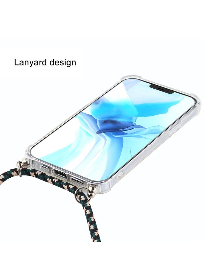 زبون جراب لهاتف iPhone 12 / 12 Pro جراب TPU شفاف مقاوم للصدمات بأربع زوايا مع حبل - Image 3