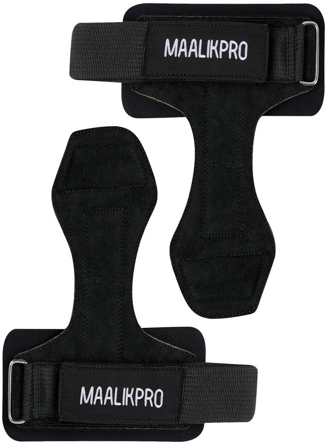 MAALIKPRO Leather Weightlifting Wrist Straps | Staps for Powerlifting | Deadlifting (Black) - Image 1