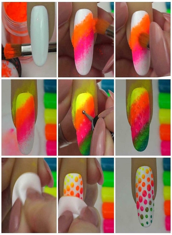 NAILWIND 12 Colors Neon Nail Powder Fluorescent Powder, Nail Pigments Dust Nail Glitter, Pigment Eyeshadow for Face Body Makeup Nail Art Decoration - Image 5