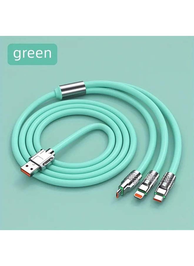 Generic - 3-in-1 USB Super Fast Charger Cable  120W   1.2 Meter Super Soft Silicone Universal USB Charging Cable with Lightning Type C USB Port  For IPhone  And Other Devices At Full Speed - Image 1