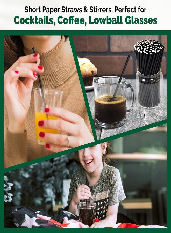 Chunspak Disposable 6 inch Short Paper Drinking Straws, Black Cocktail Straws 500 Counts, 0.24" Diameter - 4 PLY Thick Paper (Restaurant Quality) - Image 4