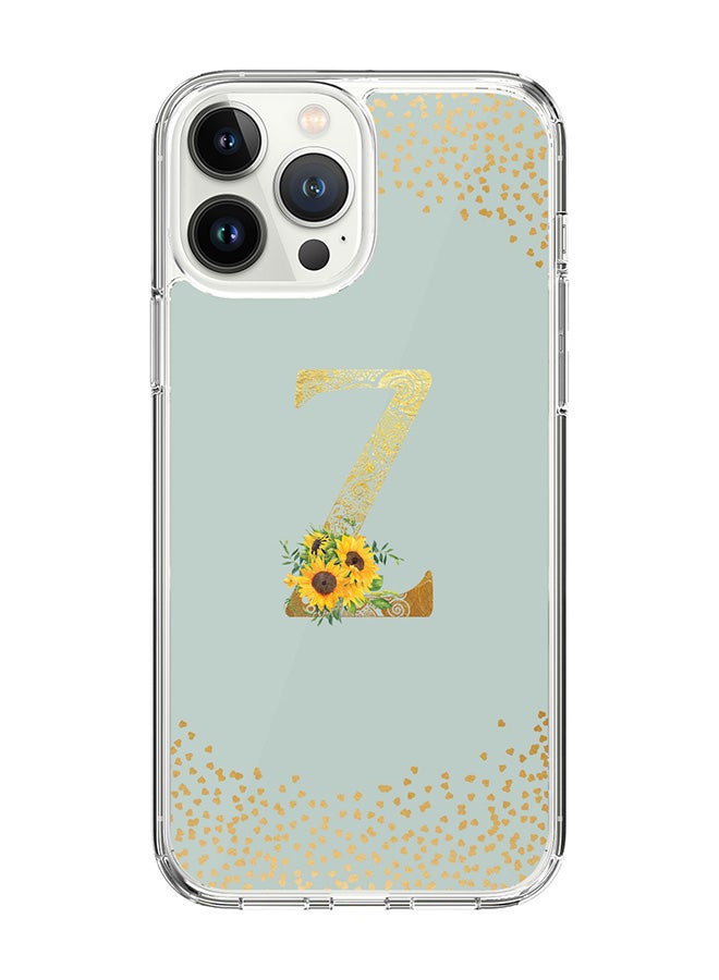 Stylizedd Classic Clear Case For iPhone 15 Pro Max, Hybrid Soft Case Cover- Custom Monogram Initial Letter Mandala Floral Pattern Alphabet - Z ( Light Grey) - Image 1