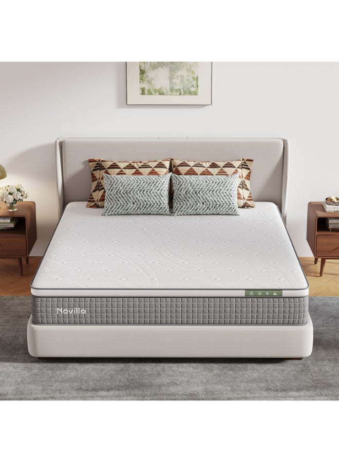 Novilla 25CM Mattress,Queen Size 160*200CM Hybrid Mattress with Cooling Gel Memory Foam, Pocketed Coils & Cool-Touch Nylon Cover for Motion Isolation CertiPUR-US Certified - Image 3