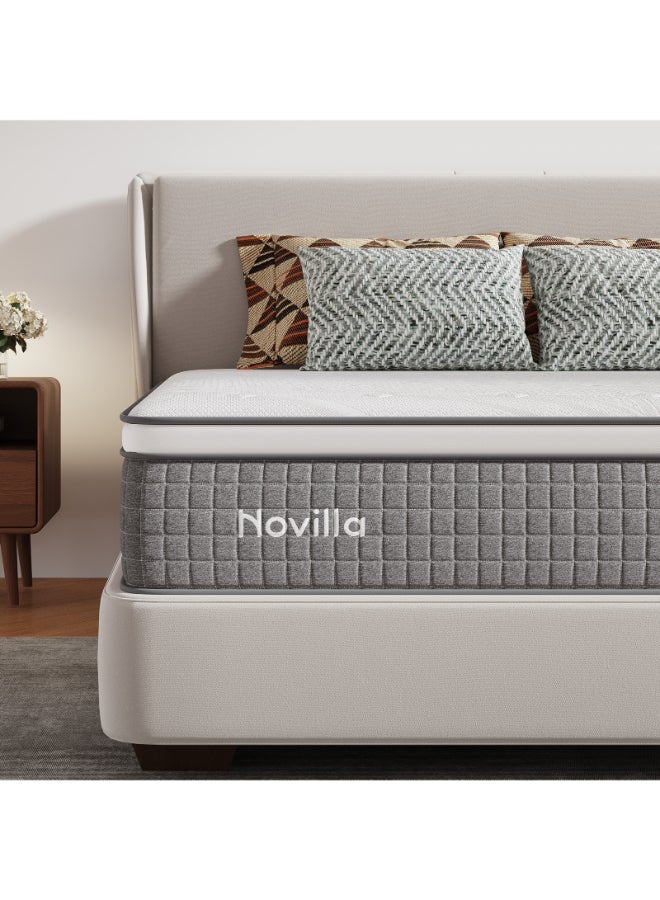 Novilla 25CM Mattress,Queen Size 160*200CM Hybrid Mattress with Cooling Gel Memory Foam, Pocketed Coils & Cool-Touch Nylon Cover for Motion Isolation CertiPUR-US Certified - Image 2