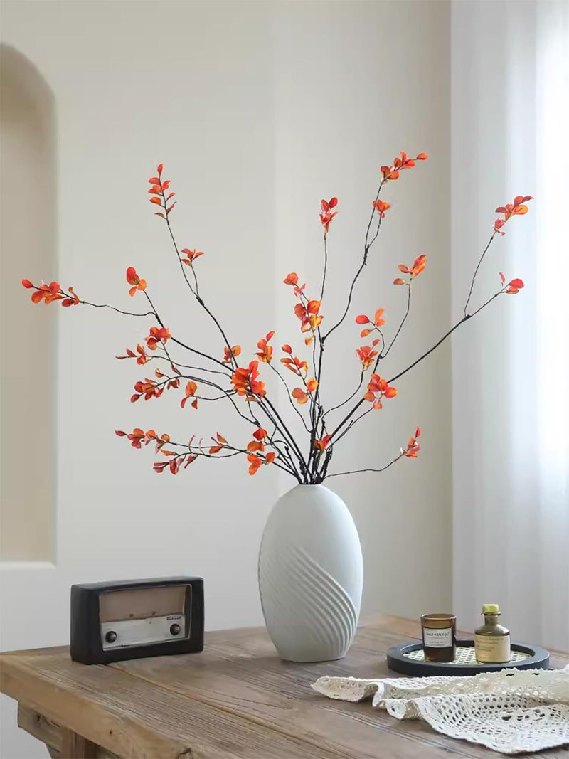 grtefhu 3Pcs 38.8"" Faux Fall Plant Stems and Branches for Vase Artificial Tree Branches and Twigs for Decoration (Orange Leaves & Brown Stem) - Image 4