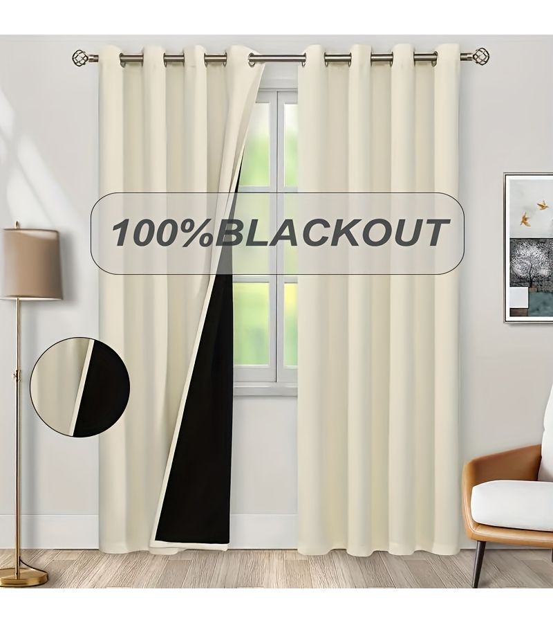 2 Piece 100 Percent Blackout Curtains Grommet Top Dark Blue 54x63 Inch Sun Protection Thermal Insulated Noise Reducing Curtains For Bedroom Living Room Dining Room Home Decor - Image 4