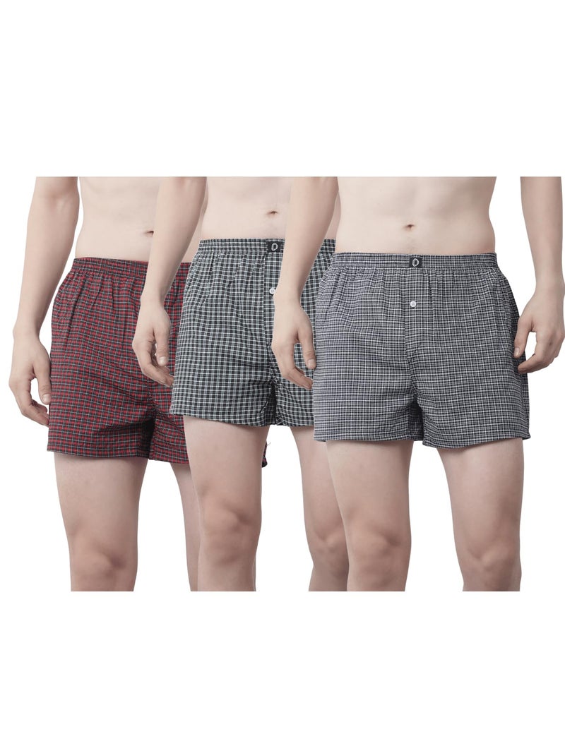 Dollar Pack of 3 Cotton Checkered Men Boxer - Image 1