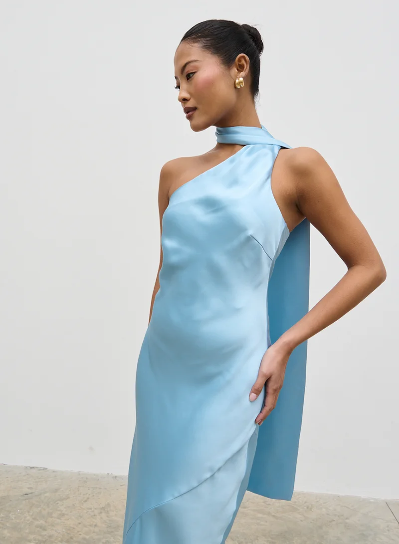 PRETTY LAVISH Asymmetric Satin Dress