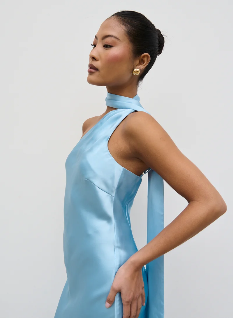 PRETTY LAVISH Asymmetric Satin Dress