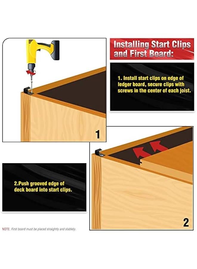 Arabest Start Clips - Universal Hidden Fasteners for Composite Decking (36 Pack, Black) - Image 4
