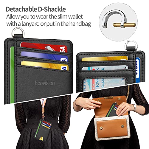 EcoVision Slim Minimalist Front Pocket Wallet, RFID Blocking Credit Card Holder Wallet with Detachable D-Shackle for Men Women - Image 3