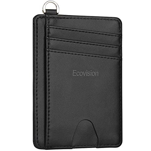 EcoVision Slim Minimalist Front Pocket Wallet, RFID Blocking Credit Card Holder Wallet with Detachable D-Shackle for Men Women - Image 1