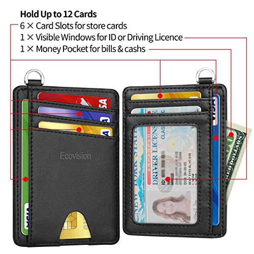 EcoVision Slim Minimalist Front Pocket Wallet, RFID Blocking Credit Card Holder Wallet with Detachable D-Shackle for Men Women - Image 5