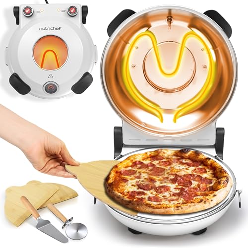 NutriChef Electric Pizza Oven | 1200W Countertop Pizza Maker with Temperature Control & Thermometer | Viewing Window for Precise Cooking | Heats up to 800˚F | Easy to Clean Non-Stick Coating | White - Image 1