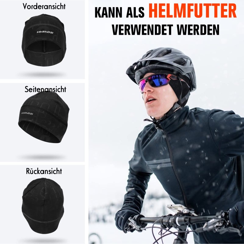 HASAGEI Skull Caps Beanies for Men & Women - Elastic Thermal Ski Running Hat, Windproof Cycling Cap Helmet Liner Soft Unisex Cold Weather Beanie Hat for Fall, Spring & Winter Black - Image 2