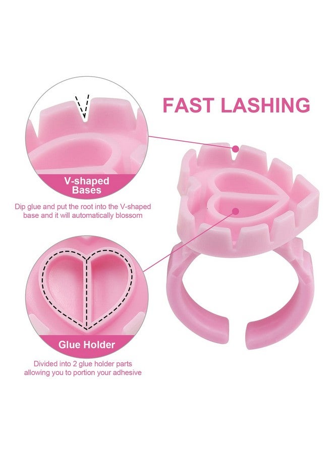 Autdor Glue Rings Autdor 500Pcs Glue Rings For Eyelash Extensions Pink Lash Glue Rings Pigment Ring Cups Lash Glue Holder For Lash Extension Supplies Makeup Lip Microblading Supplies Nail Art - Image 5