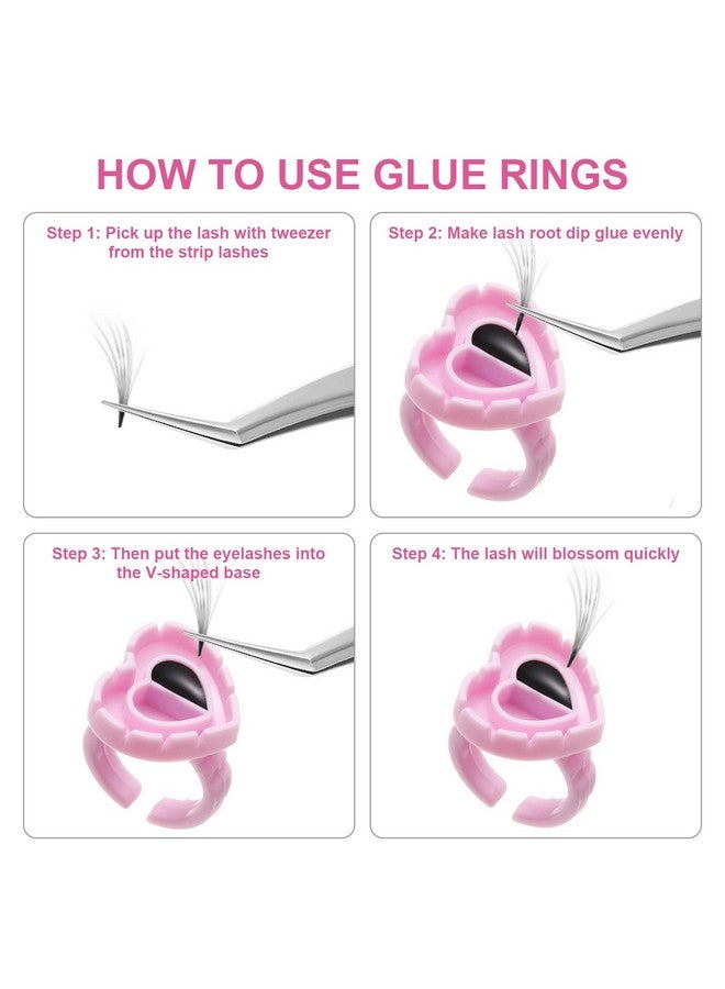 Autdor Glue Rings Autdor 500Pcs Glue Rings For Eyelash Extensions Pink Lash Glue Rings Pigment Ring Cups Lash Glue Holder For Lash Extension Supplies Makeup Lip Microblading Supplies Nail Art - Image 4