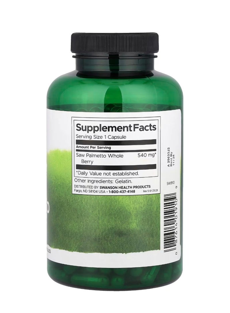 SWANSON Full Spectrum Saw Palmetto 540 mg 250 Capsules  - Image 2