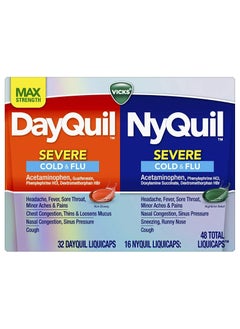 Vicks Dayquil and Nyquil Severe Cough, Cold & Flu Relief 48 Liquicaps  - Image 1