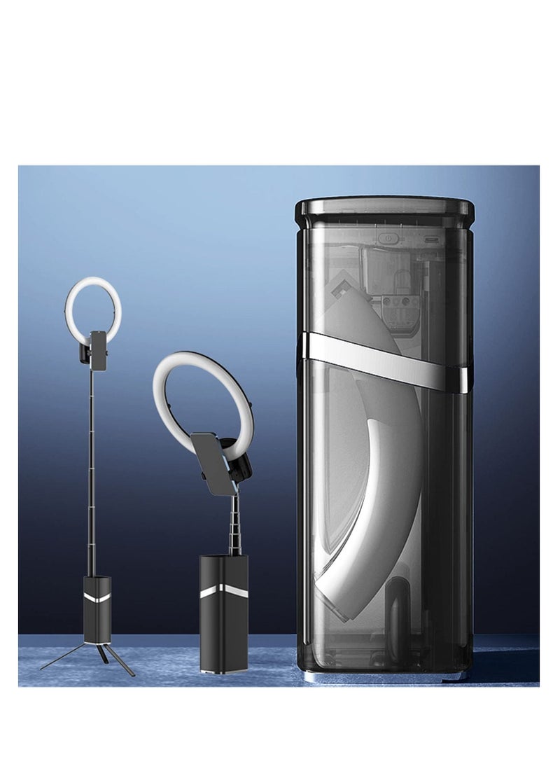 تايكوم ضوء حلقي مع حامل ثلاثي القوائم ومشبك هاتف 10.2 بوصة/26 سم، ضوء سيلفي للهاتف مع بطارية، ضوء دائري LED للتدوين المرئي، وسائل التواصل الاجتماعي، الصور، تسجيل مكالمات الفيديو (قابل للطي 190 سم) - Image 3