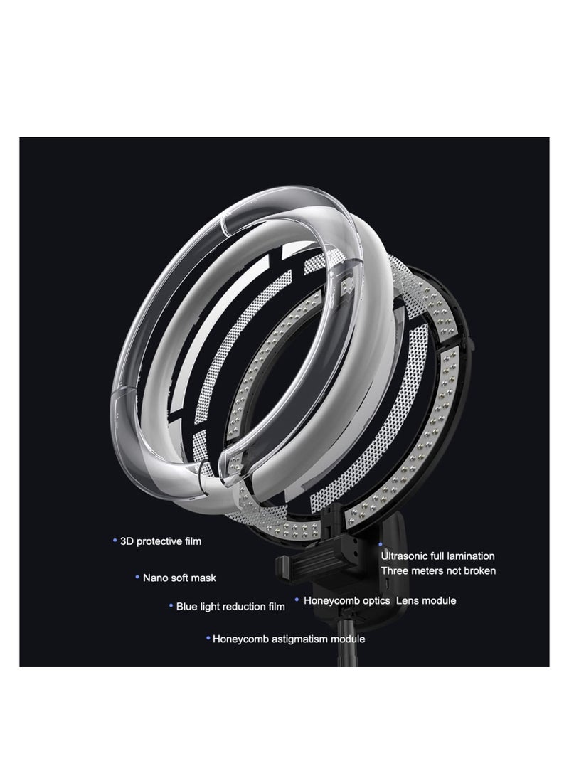 تايكوم ضوء حلقي مع حامل ثلاثي القوائم ومشبك هاتف 10.2 بوصة/26 سم، ضوء سيلفي للهاتف مع بطارية، ضوء دائري LED للتدوين المرئي، وسائل التواصل الاجتماعي، الصور، تسجيل مكالمات الفيديو (قابل للطي 190 سم) - Image 2