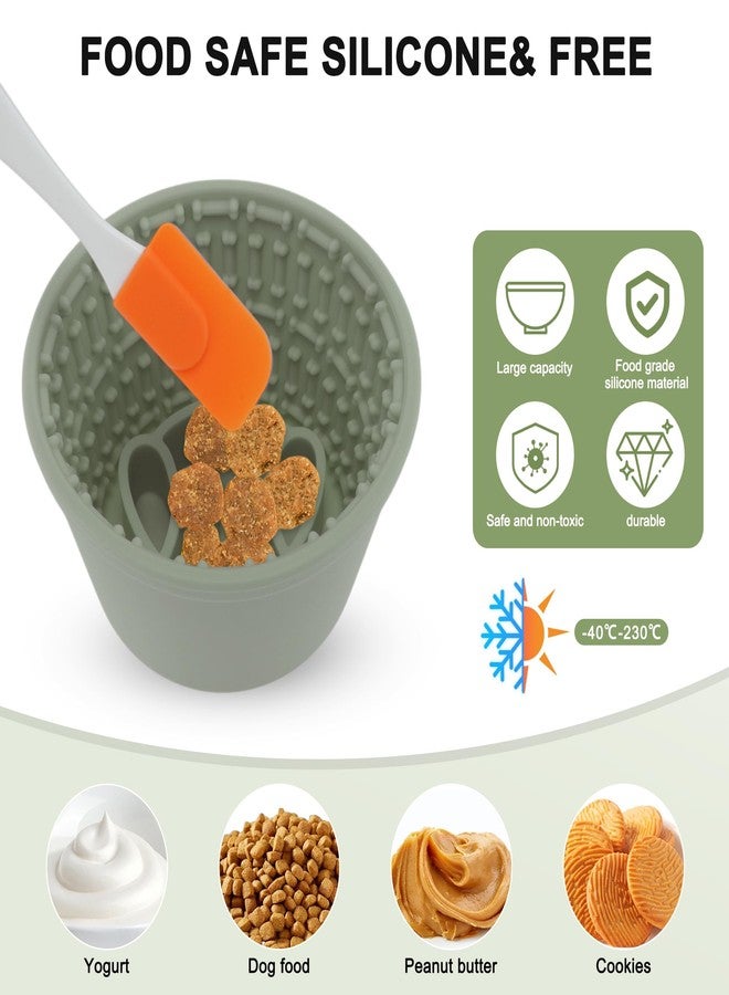 GLIDESMOOTH Slow Feeder Dog Bowls, Silicone Dog Lick Bowl with Brush & Scraper, Non-Slip Base Slow Feeder for Anxiety Alleviating & Oral Health, Deep Green - Image 3