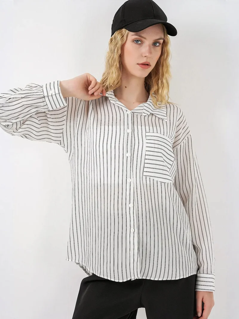 BDART Oversized Striped Button-Front Shirt