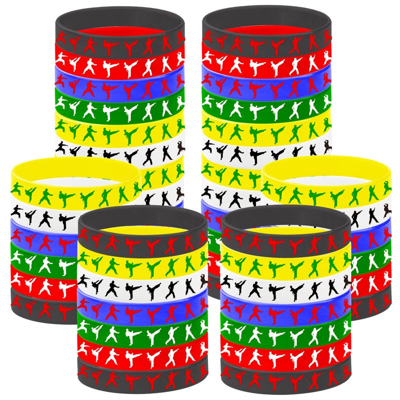 CupaPlay 48 Taekwondo Karate Rubber Wristbands Kung Fu Wrestling Theme Party Supplies Decorations Birthday Favors - Image 3