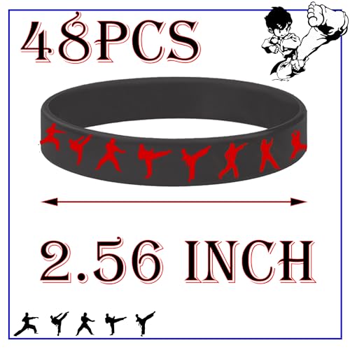 CupaPlay 48 Taekwondo Karate Rubber Wristbands Kung Fu Wrestling Theme Party Supplies Decorations Birthday Favors - Image 5