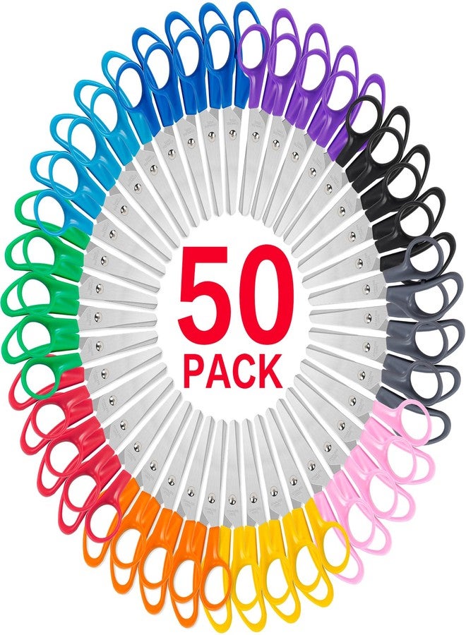 TooyBing 50 Pack Kids Scissors, 5 Inch Bulk Scissors for School, Blunt Tip for Child Student Teacher, Kids Safety for Preschool Classroom Office Home, School Supplies Craft Cutting Paper - Image 1
