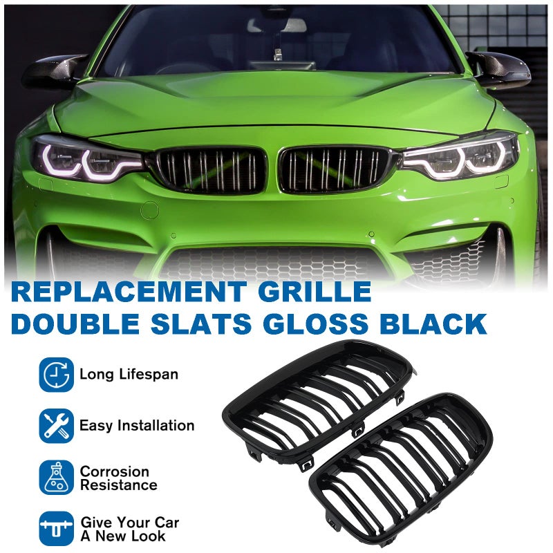 BILLDIO F30 Black Kidney Grille - Double Slats, Compatible with 2012-2018 BMW 3 Series F30 F31 - Image 2