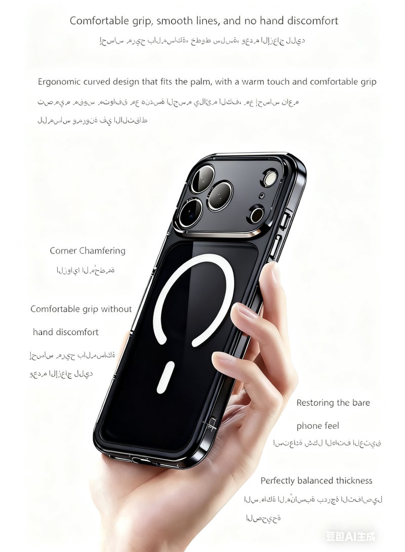 ألترون جراب شفاف مغناطيسي وغير مغناطيسي من ALTRONE Aurora متوافق مع iPhone 17 Pro Max، مضاد للاصفرار، يحمي العدسات، تصميم نحيف مقاوم للصدمات (إصدار 2025) (أسود جرافيت)) - Image 3