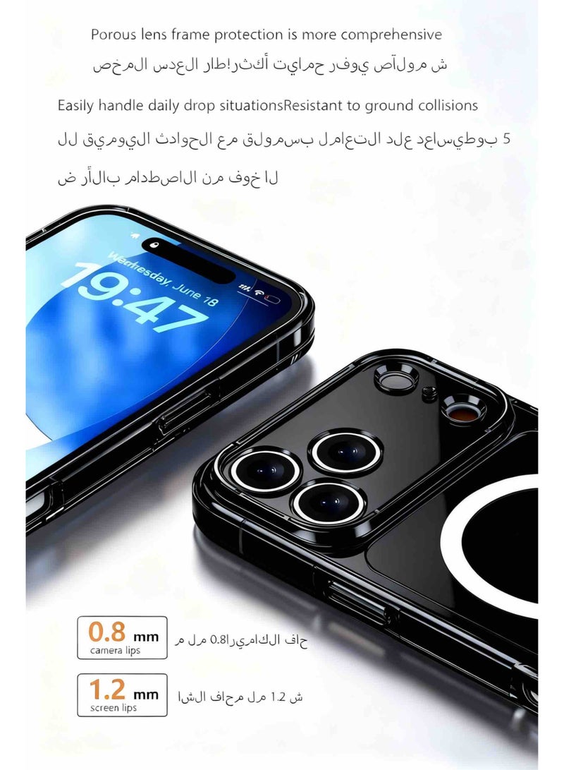 ألترون جراب شفاف مغناطيسي وغير مغناطيسي من ALTRONE Aurora متوافق مع iPhone 17 Pro Max، مضاد للاصفرار، يحمي العدسات، تصميم نحيف مقاوم للصدمات (إصدار 2025) (أسود جرافيت)) - Image 4