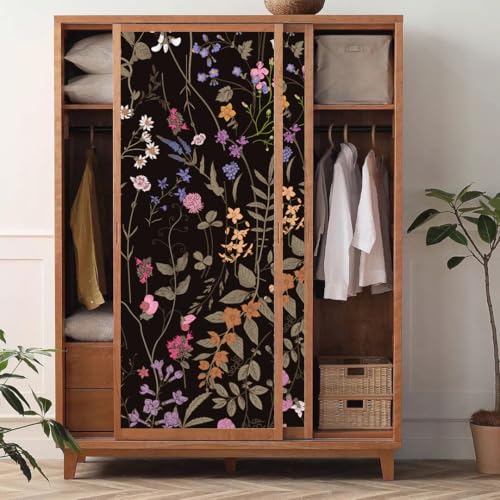 WY-BSO Adhesive Shelf Liner, Dresser Drawer Liner Textured Floral Contact Paper for Cabinets,Vinyl Film Decorative Drawer Liner for Bedroom Dresser Sticker (Black, 17.3 inch x 118 inch) - Image 4