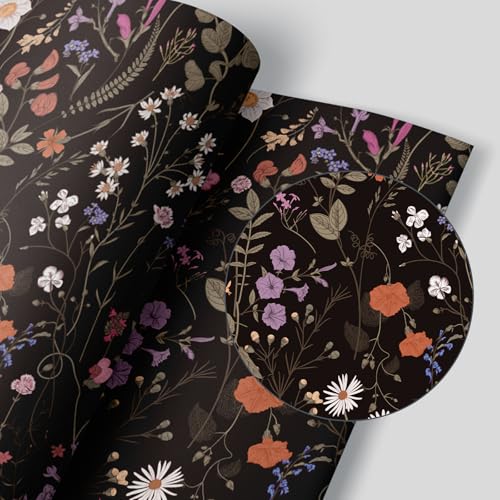 WY-BSO Adhesive Shelf Liner, Dresser Drawer Liner Textured Floral Contact Paper for Cabinets,Vinyl Film Decorative Drawer Liner for Bedroom Dresser Sticker (Black, 17.3 inch x 118 inch) - Image 2