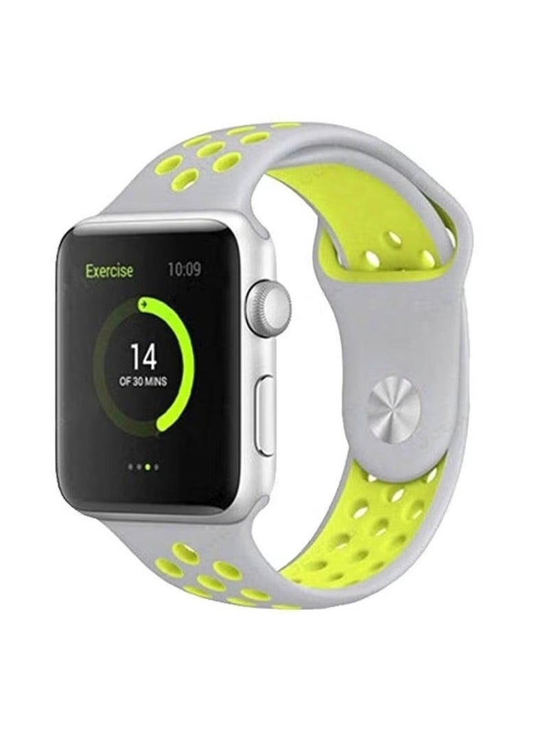 vesus - Silicone Nike Design Sport Band for Apple Watch 42/44/45mm Grey/Green - Image 1