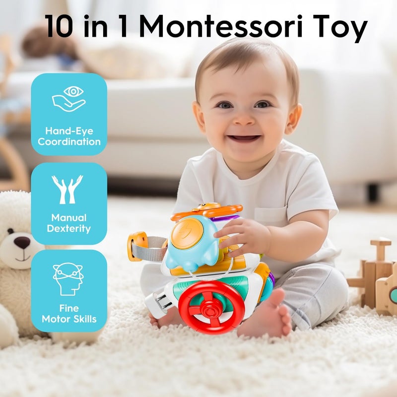 Masroo Baby Busy Board Cube, Montessori Sensory Toys for Toddler 1-3, Infant Carseat Plane Travel Toy, Educational Learning Activities, Baby Birthday Gift 6 9 12 18 Months 1 2 Year Old Boy Girl - Image 3