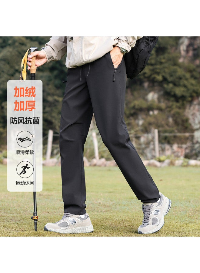 Fapai Winter Fleece Casual Pants Unisex Outdoor Casual Drawstring Waist Long Pants Softshell Pants - Image 2