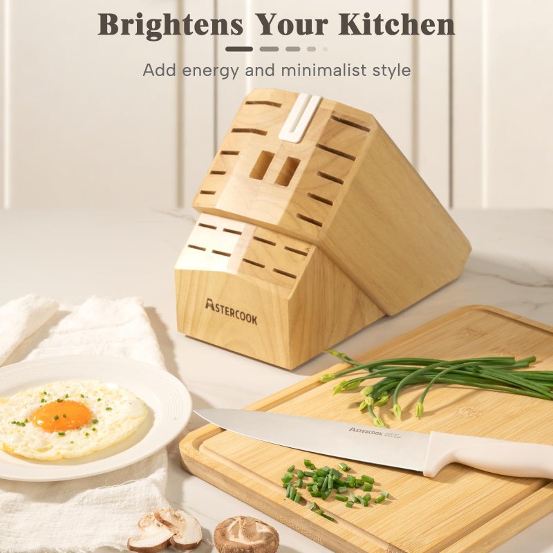 Astercook Knife Set, Astercook 22-Piece Kitchen Knife Set with Block & Built-in Sharpener, Ultra-Sharp High Carbon Stainless Steel Knives, Dishwasher Safe, Ergonomic Anti-slip Handle, Valentine's Gift - Image 2